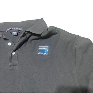 Vintage Aerospace Polo Shirt Mens XLExtra Large Black Long Sleeve Employee Space